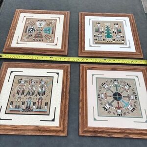 Set of 4 Sand Paintings. Framed. Excellent condition.